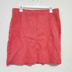 NEW Tommy Bahama Pick Leaf Linen Embroidered Mini Skirt bright coral sz 10 Beach